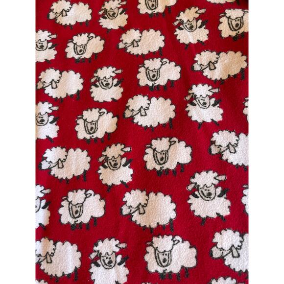 Woolrich Cozy Cotton Sheep Print Red Long Sleeve Night Sleep Dress Shirt Sz S/M - Picture 7 of 11